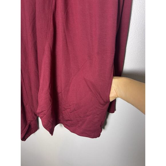 Athleta Women's Open Front Cardigan Pocket Long Sz S Burgundy Layering Comfy - Picture 12 of 13